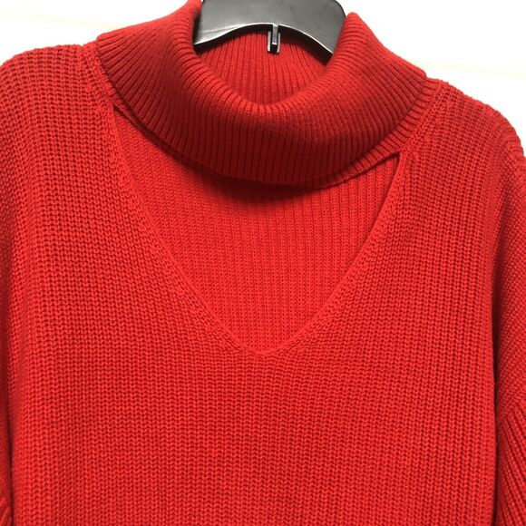 Bar III SWEATER-TOPS RED PLUS SIZE 2X TURTLE NECK AND V OPEN AND THE CHEST  KNIT - Picture 3 of 10